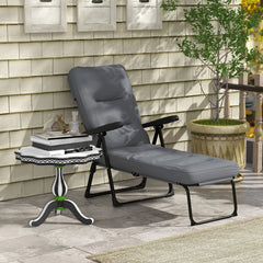 Outdoor Lounge Chair with Padded Cushion, Folding Reclining Patio Garden Chair with Recline Back, Footrest, for Poolside, Patio, Blue