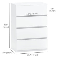 4 Drawer Chest Storage Cupboard Freestanding Drawer Unit, Black