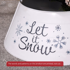 Metal Christmas Tree Collar, 26 Inch Round Christmas Tree Ring for Home Holiday Decoration, White