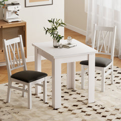 55" Extendable Dining Table for 4-6, Kitchen Table with Steel Slides and Felt Pads for Small Spaces, Black