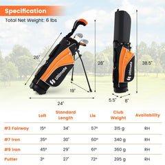 Junior Complete Golf Club Set for Age 8 to 10-Yellow