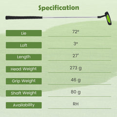 Junior Mallet Putter Individual Gold Club for 8-10 years old Kids-Green