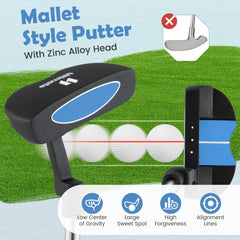 Junior Mallet Putter Individual Gold Club for Kids Ages 11-14-Blue