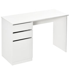 Modern Computer Desk, Home Office Desk for Study, Writing Workstation with Storage Drawer and Cabinet for Living Room, White