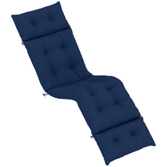 Patio Lounge Chair Cushion, Tufted Thick Outdoor Chaise Lounge Cushion with Ties, 74.8" x 22" x 4", Navy Blue
