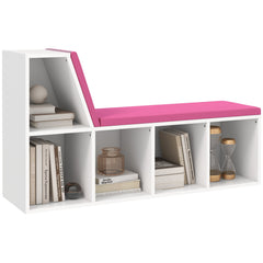 Multi-Purpose Bookshelf with 5 Cubes, 5-Cubby Bookcase with Cushioned Reading Nook and Storage Shelves, Blue