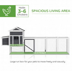 117" Extra Large Chicken Coop with Asphalt Roof, Wooden Hen House with Slide-out Tray, Quail Hutch with Nesting Box, Orange
