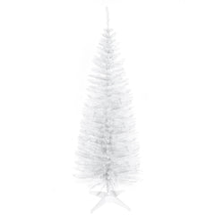 6 FT Christmas Tree Classic Tree Holiday Indoor Decoration, with Stable Plastic Base, White