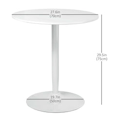 Modern Kitchen Table for 2 people, Round Dining Table with Steel Base for Living Room, Dining Room, White