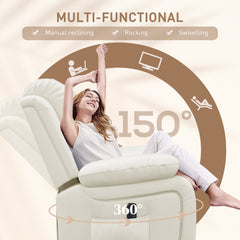 PU Leather Reclining Chair with Vibration Massage Recliner, Swivel Base, Rocking Function, Remote Control, Brown
