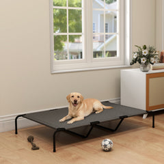 Elevated Dog Bed, Outdoor Dog Cot, Raised Dog Bed for Large Dogs with Breathable Mesh, Beige