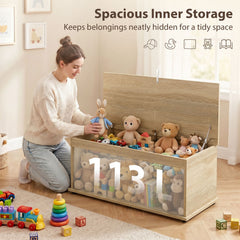 39.5" Storage Chest with 2 Safety Hinges, Storage Box Organizer with Flip-Top Lid, Entryway Storage Bench, Black