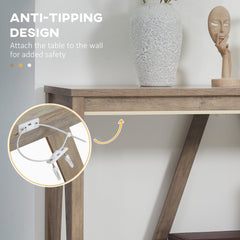 52" Console Table, Farmhouse Narrow Entryway Table with Storage Shelf, Rustic Sofa Table with Anti-tipper for Living Room and Hallway, Oak