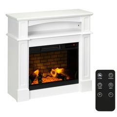 Electric Fireplace with Mantel, Freestanding Heater Corner Firebox with Remote Control, 700W/1400W, Brown