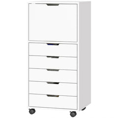 File Cabinet on Wheels Mobile Printer Stand with 5 Drawers for Home Office White