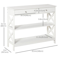 39" Console Table, Narrow Entryway Table with Storage Shelves, Drawers and X Frame for Behind Couch, Living Room, Hallway, Black