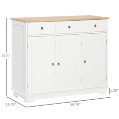 Modern Sideboard, Buffet Cabinet with Storage Cabinets, Drawers and Adjustable Shelves for Living Room, White
