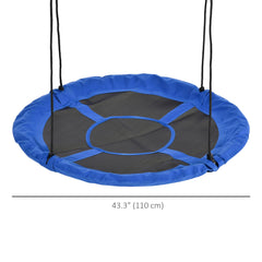 43.25" Saucer Swing, Nest Web Rope Seat with Adjustable Hanging Ropes, for Indoor Outdoor Children 3-12 Years Old, Blue
