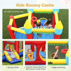 Kid's Inflatable Bouncer with Jumping Area and 480W Blower