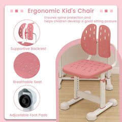 Kid's Study Desk and Chair Set with Tilt Desktop and Book Stand-Pink