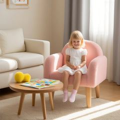 Kids Armchair with Comfy Backrest and Armrests-Pink