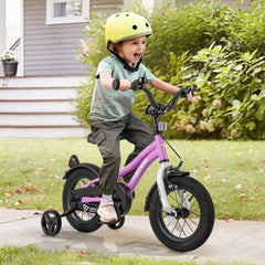 12 Inch Kids Bike with Reflectors, Bell and Detachable Training Wheels, Purple