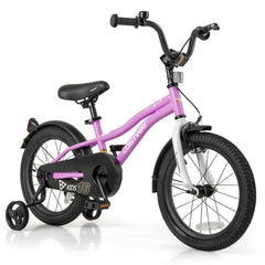 16 Inch Kids Bike with Reflectors, Bell and Detachable Training Wheels, Purple