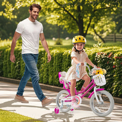 16 Inch Girls Bike with Doll Seat, Basket and Streamers, Pink