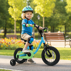 12 Inch Kids Bike with Wheel Reflectors and Removable Training Wheels, Blue