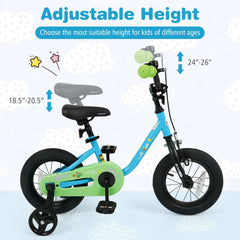 12 Inch Kids Bike with Wheel Reflectors and Removable Training Wheels, Blue