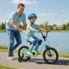 16 Inch Kids Bike with Wheel Reflectors and Removable Training Wheels, Blue
