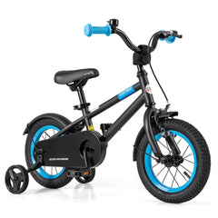 12 Inch Kids Bike with Adjustable Handlebar and Saddle, Black and Blue