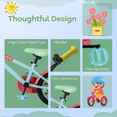 14 Inch Kids Bike with Adjustable Handlebar and Cushioned Seat, Light Blue