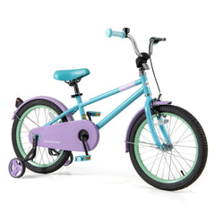 18 Inch Kids Bike with Adjustable Saddle, Kickstand and Reflectors, Mint and Lilac