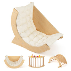 Kids Climbing Arch with Cushion Montessori Arch Climber/Rocker for Toddlers-Beige
