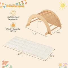 Kids Climbing Arch with Cushion Montessori Arch Climber/Rocker for Toddlers-Beige