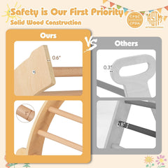 Kids Climbing Arch with Cushion Montessori Arch Climber/Rocker for Toddlers-Beige