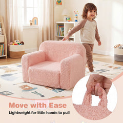 Kids Couch Portable Toddler Sofa with Anti-slip Base-Pink