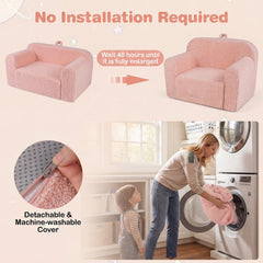 Kids Couch Portable Toddler Sofa with Anti-slip Base-Pink