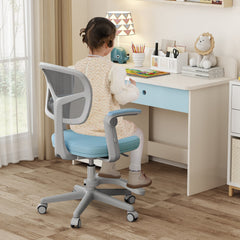 Kids Desk Chair Children Study Chair with Adjustable Height Armrest and Footrest-Blue