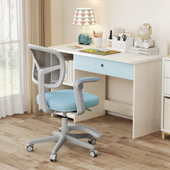 Kids Desk Chair Children Study Chair with Adjustable Height Armrest and Footrest-Blue