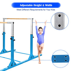 Kids Double Horizontal Bars Gymnastic Training Parallel Bars Adjustable-Blue