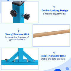 Kids Double Horizontal Bars Gymnastic Training Parallel Bars Adjustable-Blue