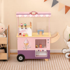 Kids Ice Cream Truck Pretend Play Set for Toddlers with Vending Machine-Pink