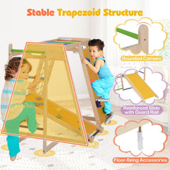 Kids Indoor Playground 6-in-1 Jungle Gym for 3-14 Years Olds-Rainbow
