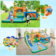 Castle Inflatable Water Park with Two Slides, Climbing Wall and 735W Blower