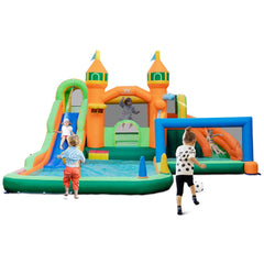 Castle Inflatable Water Park with Two Slides, Climbing Wall and 735W Blower