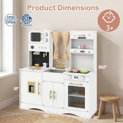 Kids Kitchen Playset with Microwave and Coffee Maker for Ages 3+-White