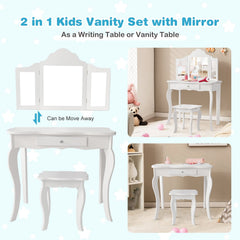 Mini Makeup Dressing Mirror Vanity Table Stool Set