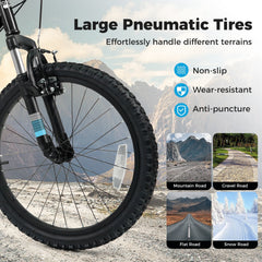 20 Inch Kids Mountain Bike with Shimano 6 Speed and Suspension Fork, Black